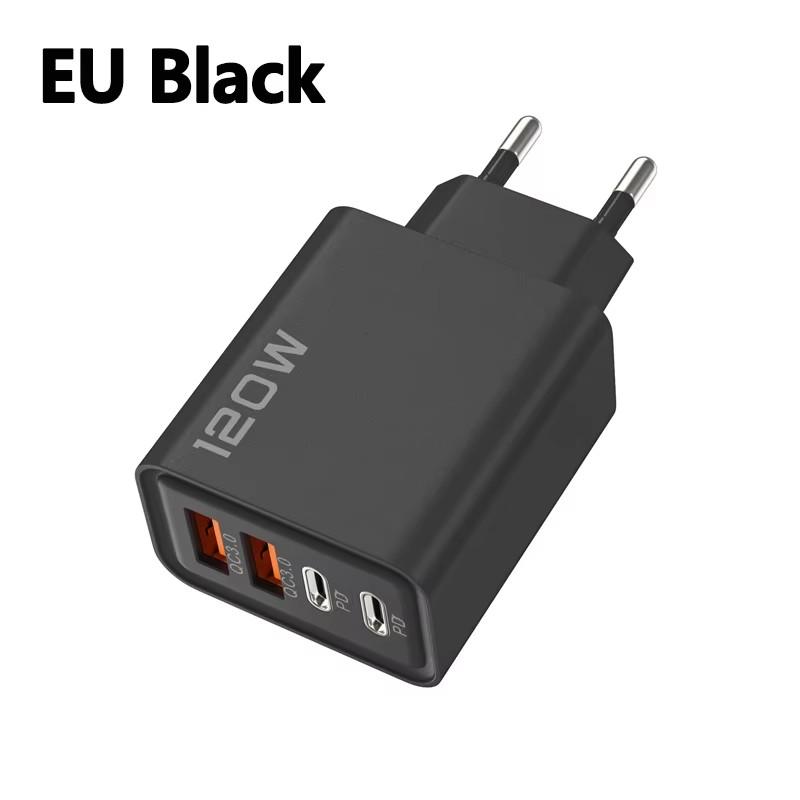Зарядное устройство 120 Вт USB C PD Быстрая зарядка 4 порта Charge 3.0 Type C USB Зарядные устройства для телефона Адаптер быстрой зарядки Для iPhone Samsung Xiaomi Huawei