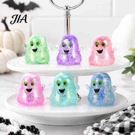 Stress Relief Gadget 1/5Pcs Mini Halloween Ghost Squeeze Toy, Glitter Fidget Toys Ball Sensory Party Favors for Kids Adults