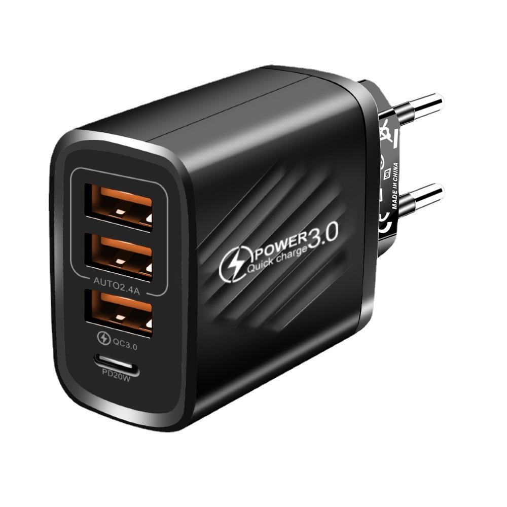 Быстрое зарядное устройство USB+PD с 3 портами: Многопортовый адаптер для A+C, 3A EU/US/UK