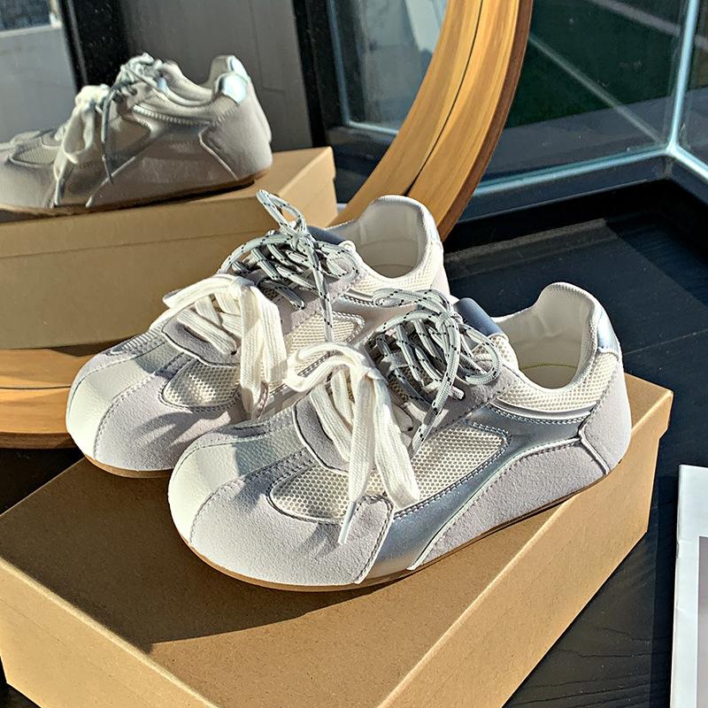 Ретро удобные мягкие туфли на платформе женские весна-лето новые круглые на шнуровке сетчатые дышащие повседневные спортивные туфли для моральной подготовки одинарные туфли