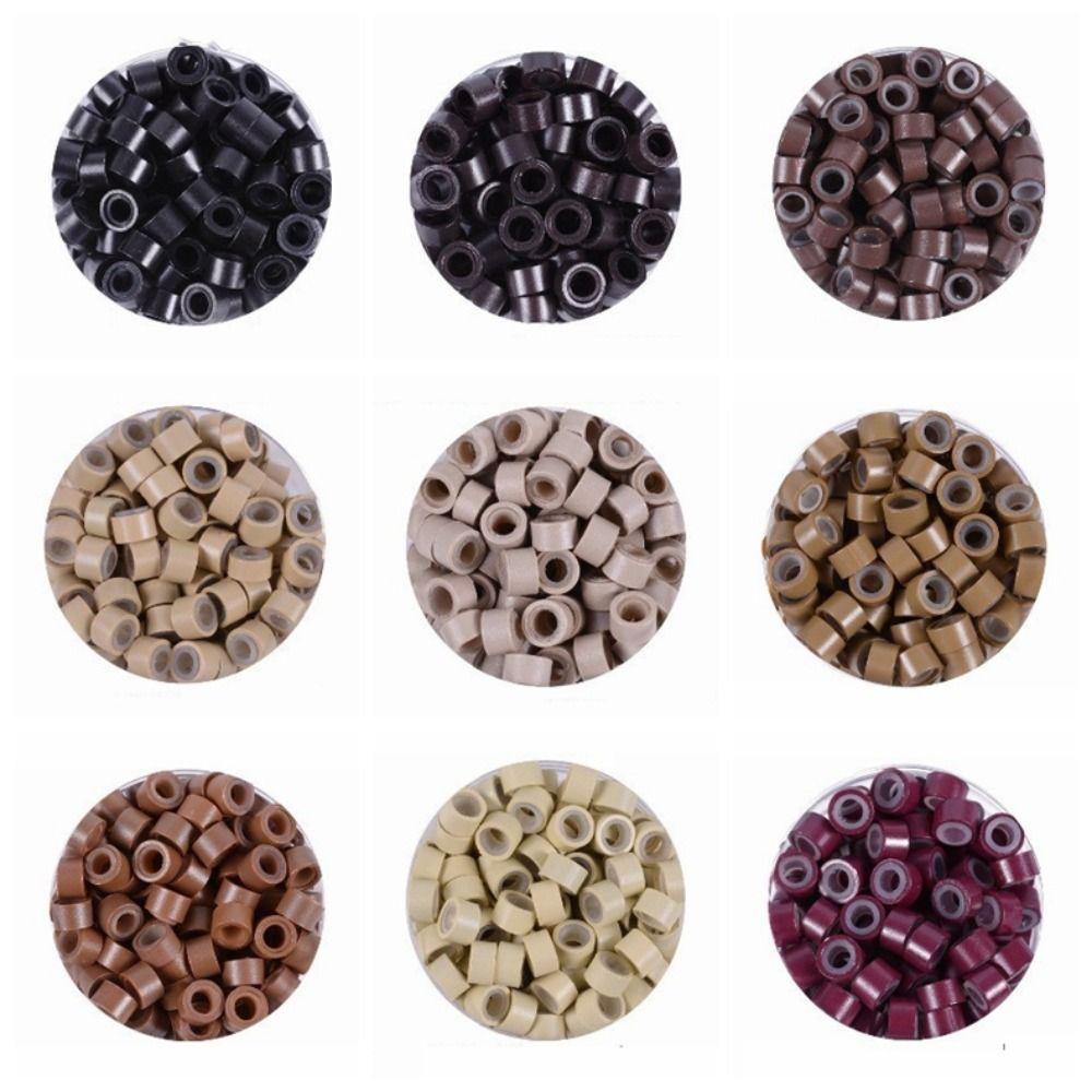 100 шт. колечки для волос микро-связующие звенья обжимные бусины кольца бусины микро-силиконовые кольца с подкладкой