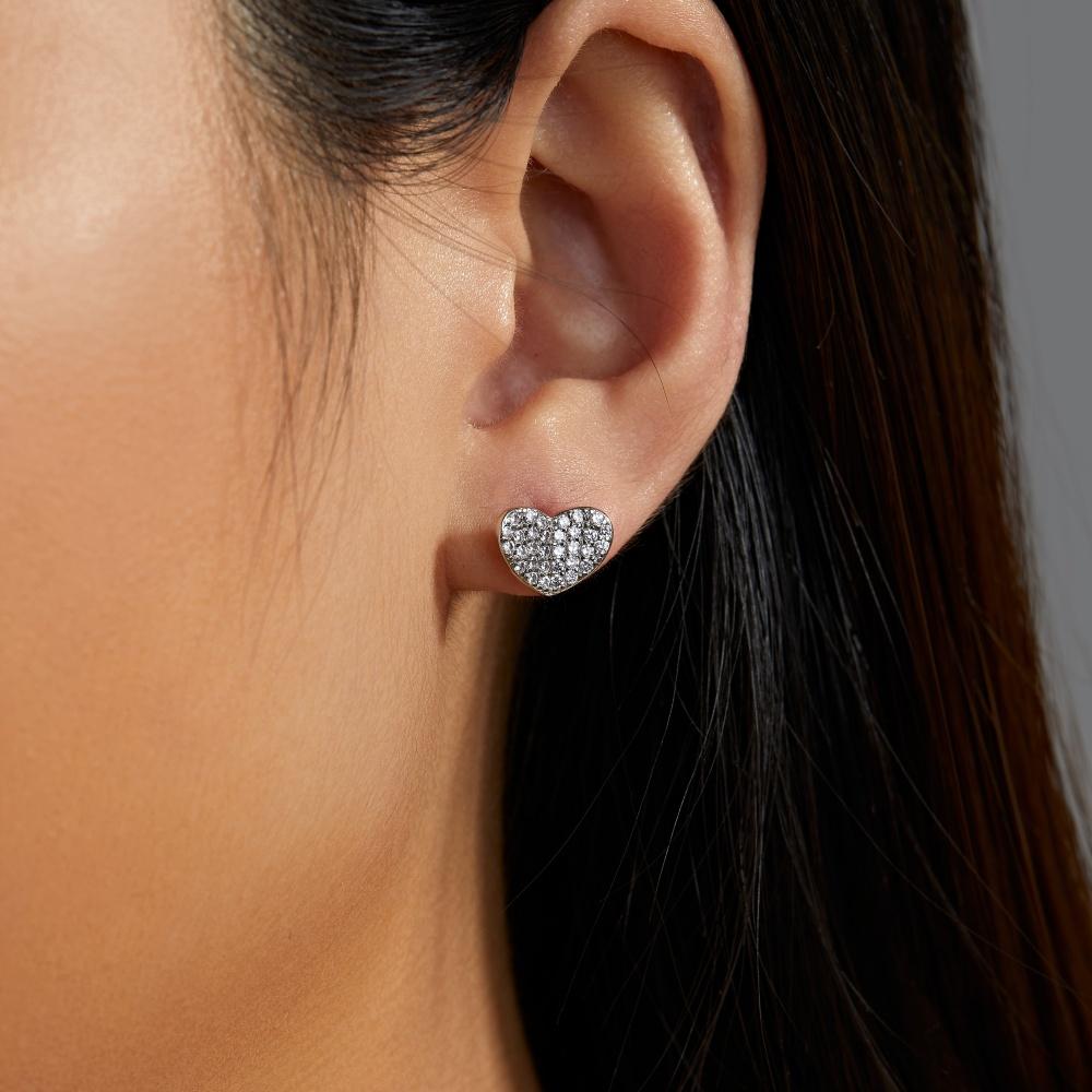 Серьги-гвоздики с кубическим цирконием, цирконием, медью, платиной, розовым золотом, 14-каратным золотом