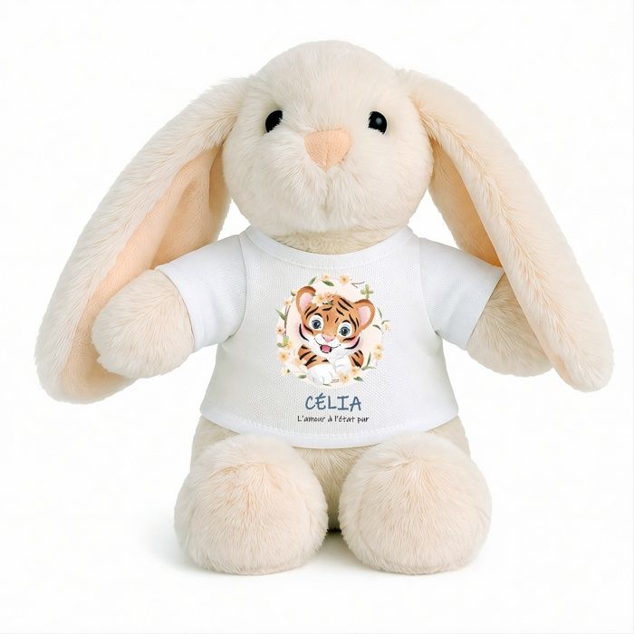 Planetee Peluche Lapin Bébé Doudou Celia Amour Tigre Cadeau Naissance Fille Nouveau-Né Baby Shower