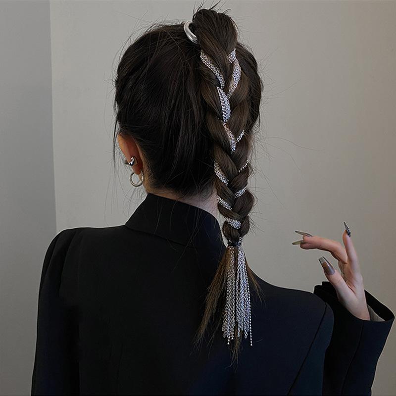 Винтажные гиперболические геометрические металлические заколки-цепочки для волос, женская повязка для косы, длинная кисточка, украшения для волос, аксессуары для невесты