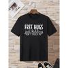 Мужская футболка однотонная с принтом букв в стиле 'Free Hugs' Бестселлеры