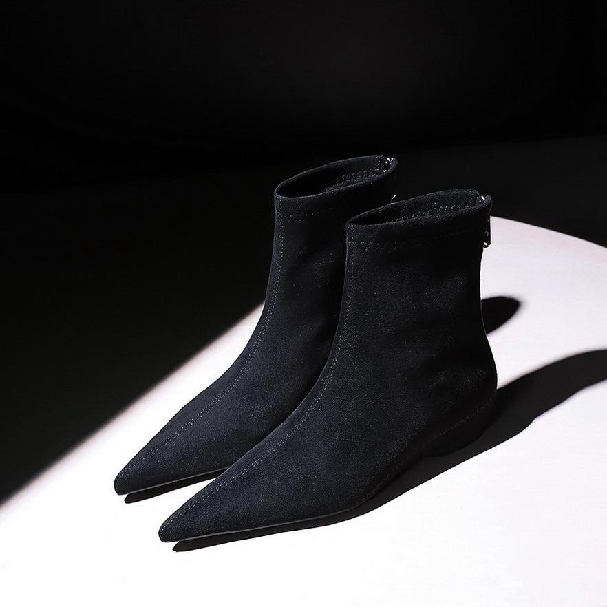 Ботильоны TRAF Vintage Brown Suede для женщин, модные короткие ботинки с острым носком и внутренним каблуком, зимняя обувь 2024 года, современная женская обувь