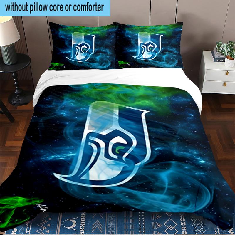 Seahawks Team Spirit 3PCS Bedding Set 2D Printing (Includes 1 Duvet Cover + 2 Pillowcases Coreless), Bedroom decor,Fan gift