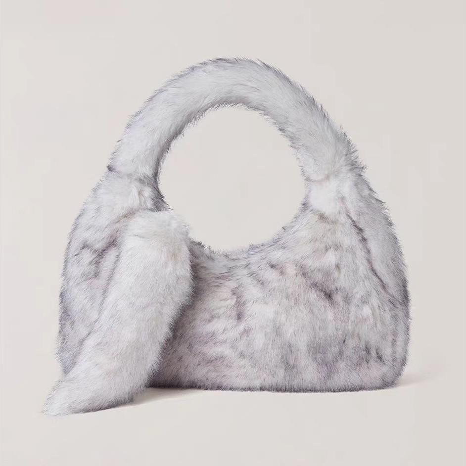 Cross Statue Stone Covered Plush Multicolor Faux Fur Winter New Arrivals [Bag Collection]
