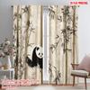 2pcs,2D Plane Printing Curtains&Window Treatment Bamboo Panda Art Versatile Polyester Fabric (without Rod) Outdoor Decorations