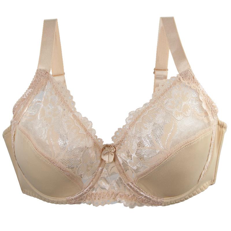 Large Size Bra Lace Gathering Steel Ring Underwear Adjustment Type Large Chest Small Breast Bra Cover