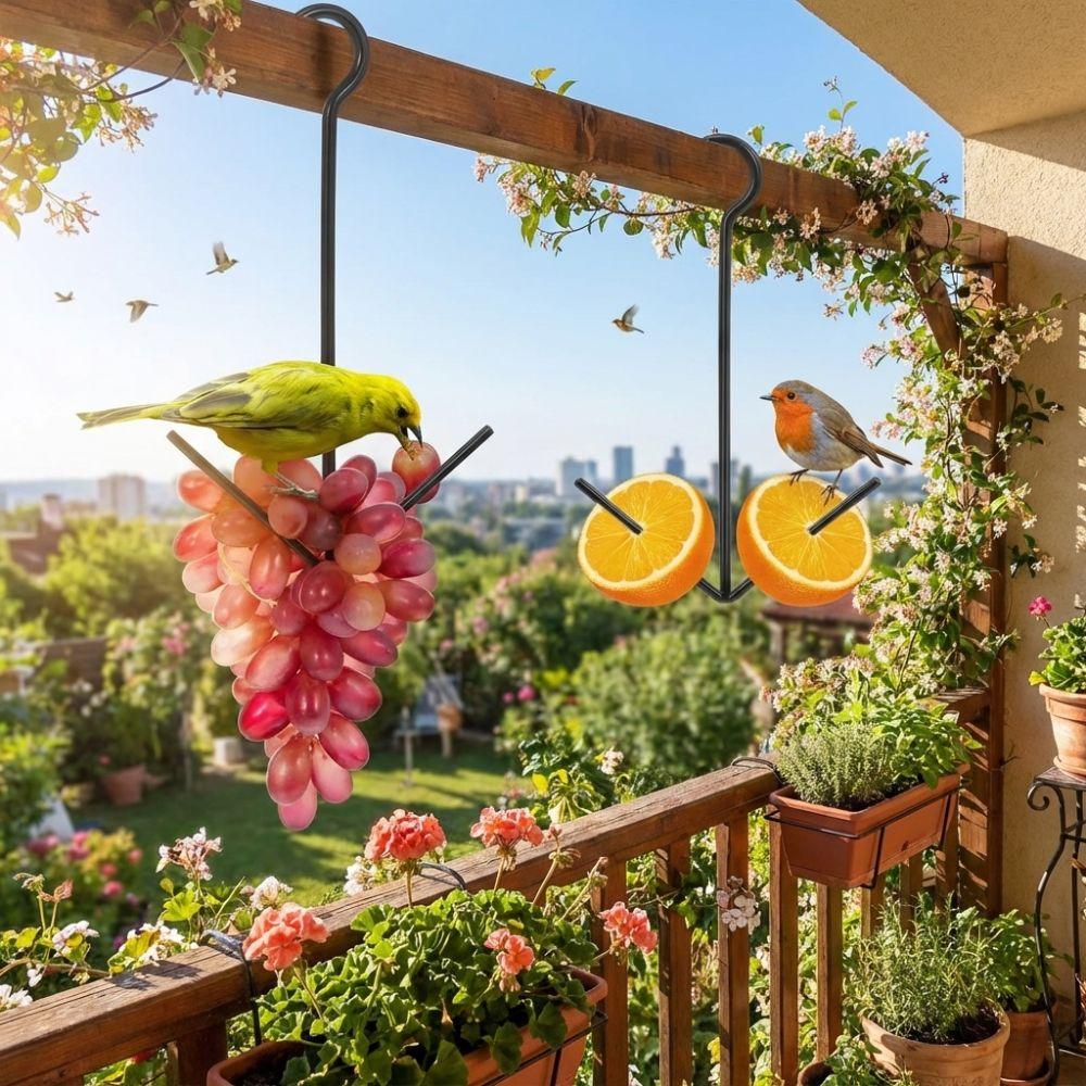 Metal Fruit Bird Feeder Hanging Hook Pet Food Storage Rack Hummingbird Feeder Yard Porch