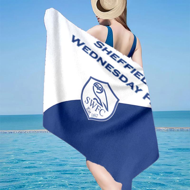 1PC Blue Sheffield With Owl Beach Towel - Soft, Absorbent Microfiber, Lightweight, Ideal for The Beach, Parties, Travel, Camping fan gifts