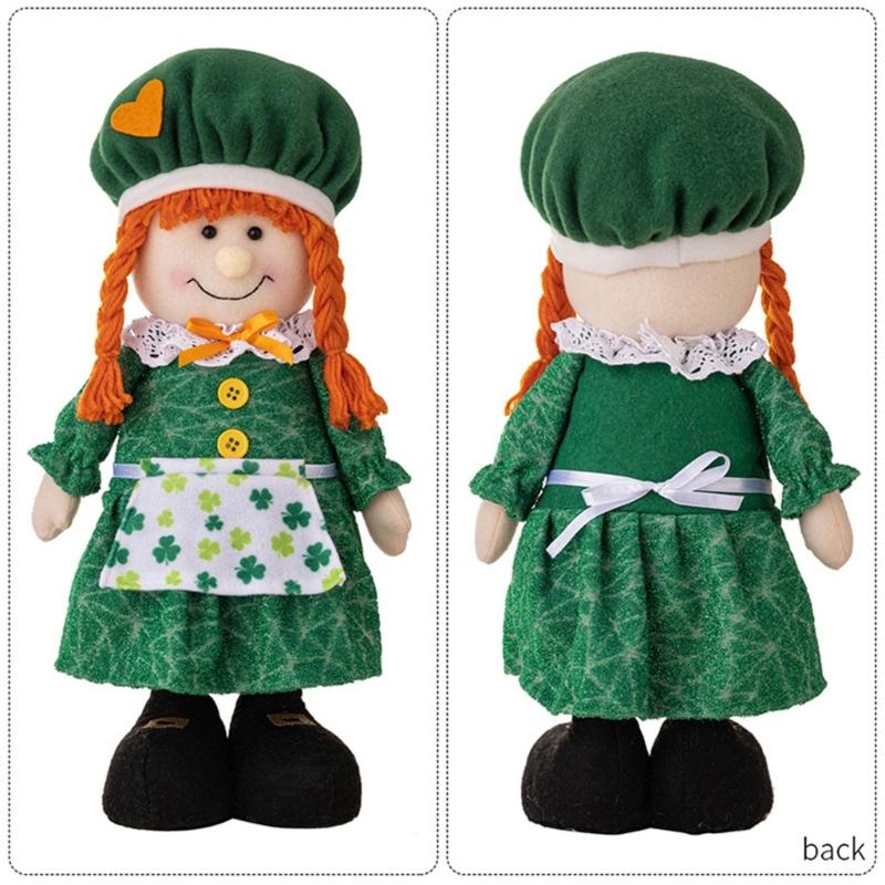 StPatrick‘s Day Green Irish Gnome Handmade Retractable Plushes Figurine For Spring Elf Doll Home Holiday Decoration