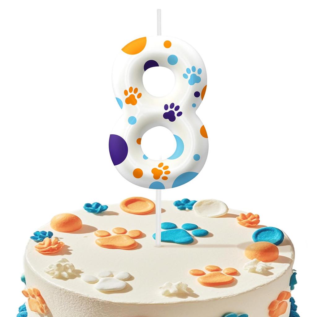 Синяя лапа собаки номер 0-9 свеча на день рождения для мальчиков девочек - украшения для торта, декор для тематической вечеринки для любителей собак, товары для детской вечеринки