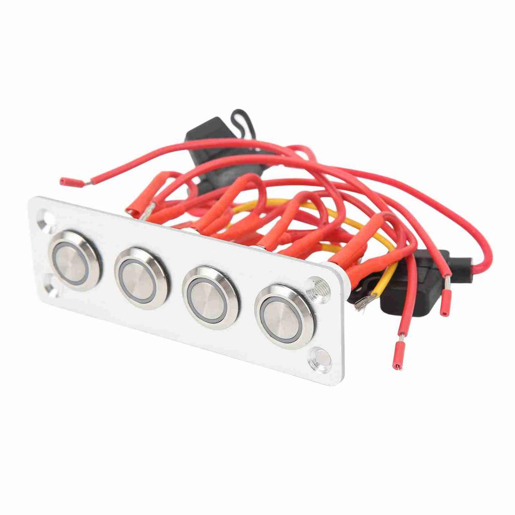 Панель переключателей на 4 клавиши, синяя подсветка, DC 12V 16A, кнопочный переключатель из нержавеющей стали для автодома, лодки