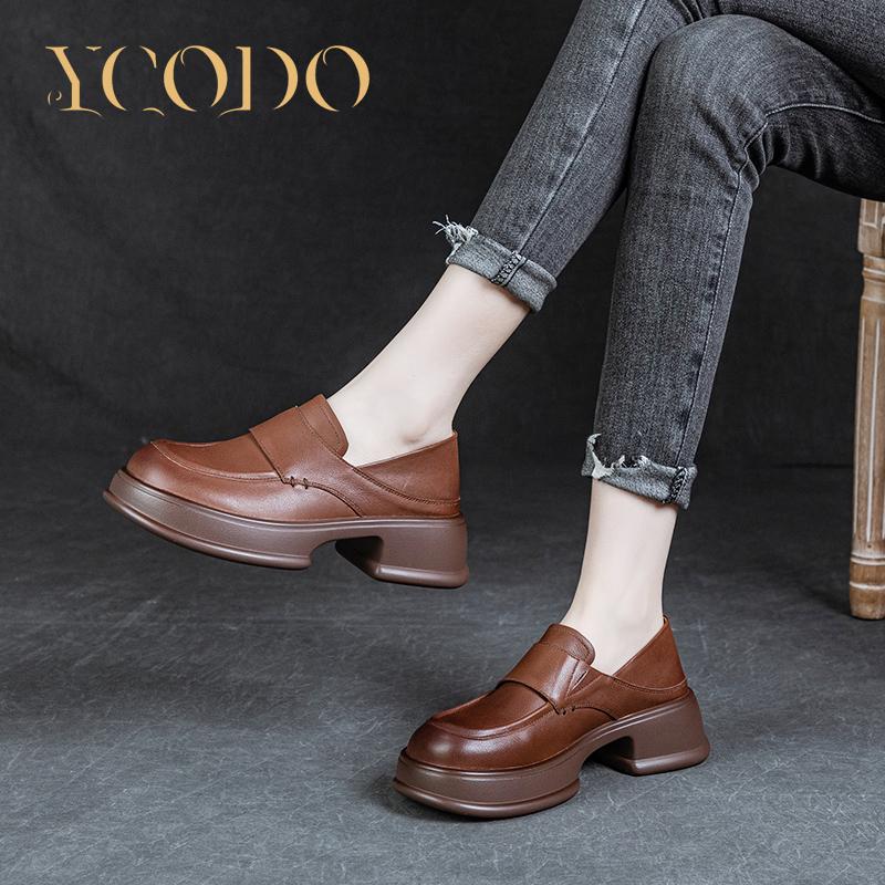 Женские весенние, летние и осенние лоферы из натуральной кожи на толстом каблуке, тапочки, кожаная обувь для двух видов обуви