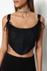 Women's Fashion New Bustier Ecru Crop Lined Bias Lace Bustier
