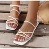 Модные новые женские сандалии Летние белые сандалии на плоской подошве Роскошные повседневные Свадебные туфли Ремешок Пляжные сандалии Римские шлепанцы