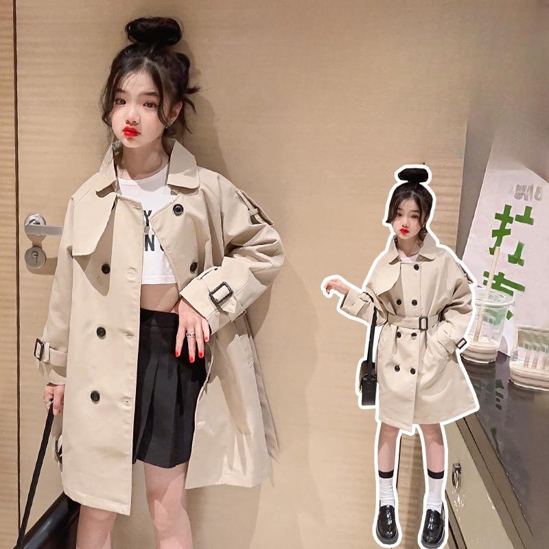 Ветровка для девочек Весенняя и осенняя одежда Детские качественные модные куртки Ветровки в британском стиле для больших детей