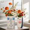 Artistic Resin Semi-Face Vase Desk Ornament Dried Flowers Home Decor Unique Face Theme