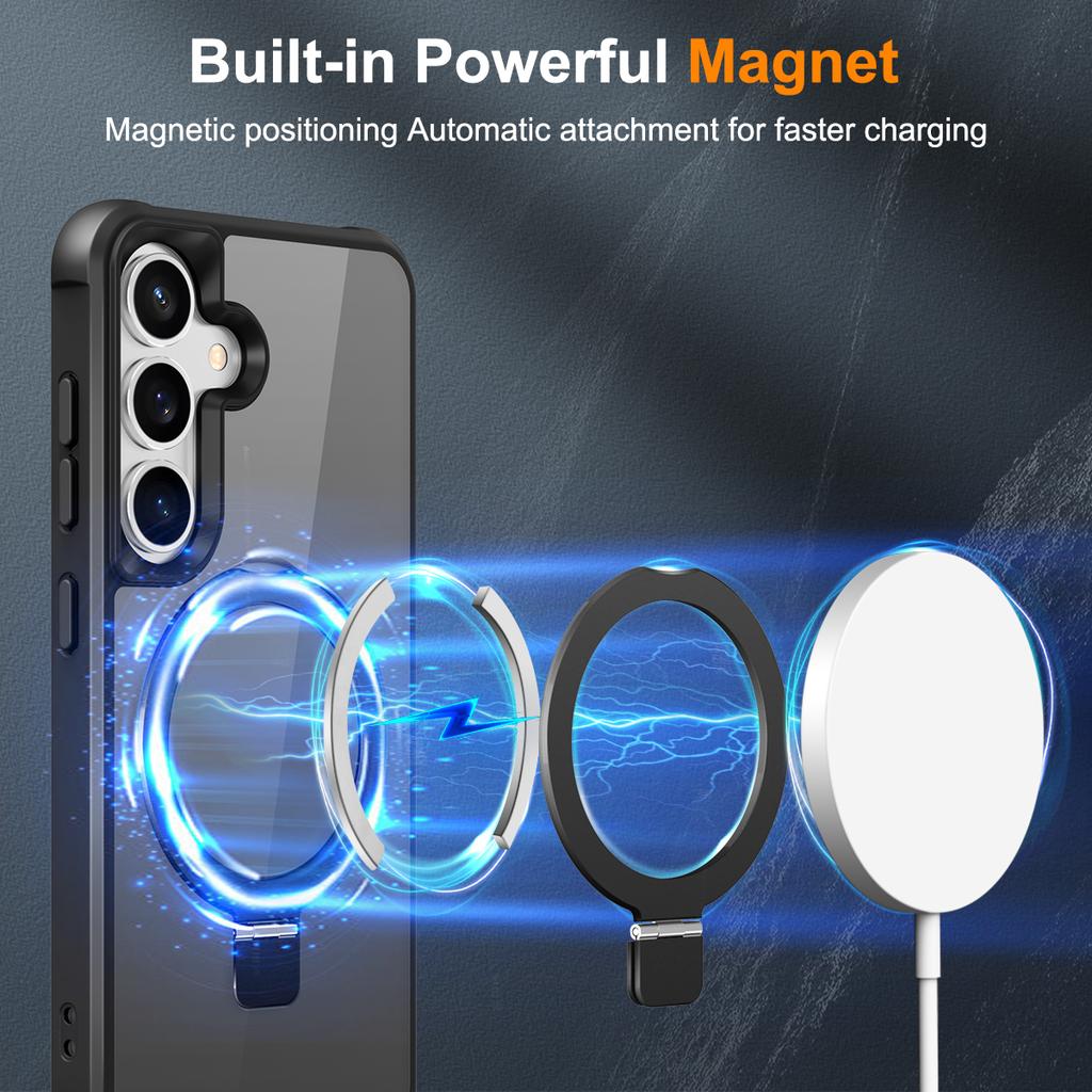 Magnetic for Samsung Galaxy S25/S24 Ultra Plus Case [Compatible With Magnetic] with Stand,Drop Protection] Translucent Back Slim