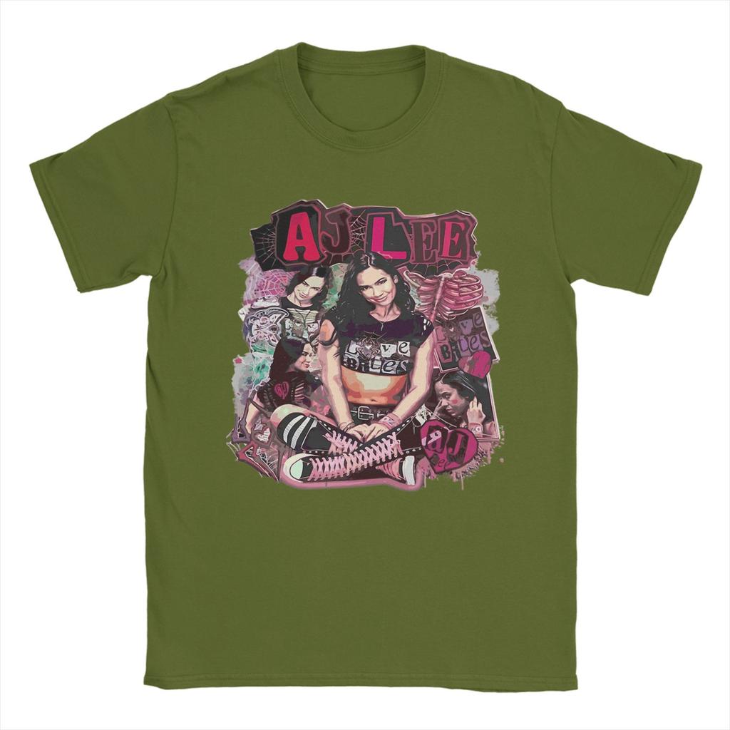 Винтажные футболки рестлера Эй Джей Ли для мужчин из чистого хлопка, потрясающая футболка с круглым вырезом, футболка с коротким рукавом, одежда больших размеров