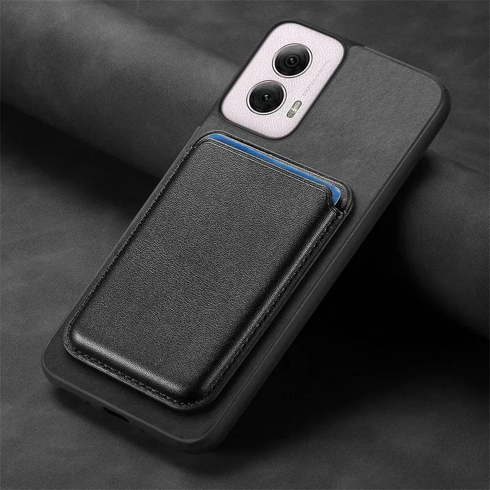 G45 34 5G Magnetic for Magsafe Leather Card Detachable 2IN1 Magnet Wireless Charging Cover for Motorola Moto G55 G34 G35 G Power Play 2024