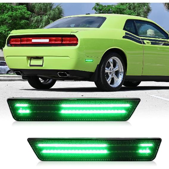Dynamic Scan White LED Side Marker Lights For 2011-2014 Dodge Charger | 2008-2014 Dodge Challenger, Upgraded Dual Row Sequential Rear Bumper Signal