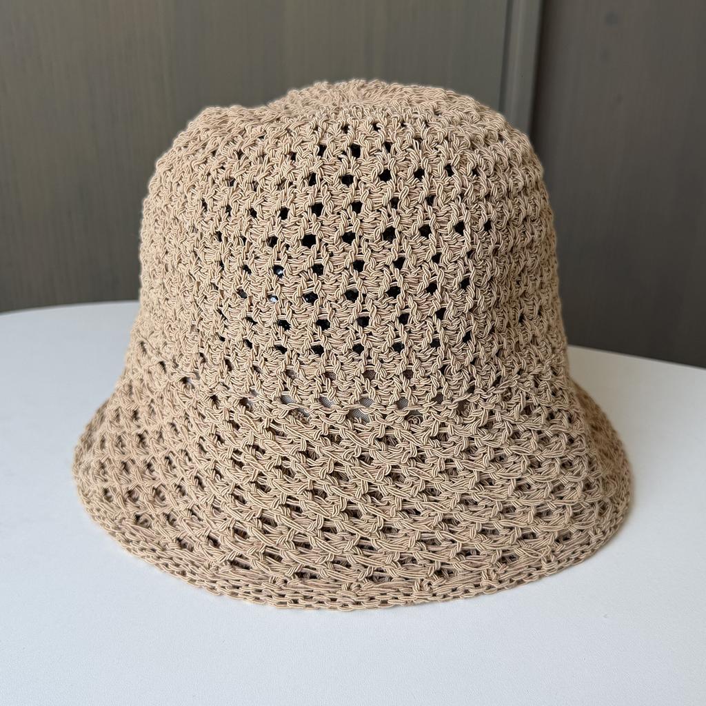 Summer hollow knitted bucket hat women's thin breathable hat sunscreen sunshade bucket hat fashion travel sun hat