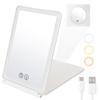 ANWALE Tabletop Switching LED Makeup 3x Magnifying Stepless Brightness Adjustable Compact Storage Mirror, 3-Color Light, Mirror, Foldable, Mirror,