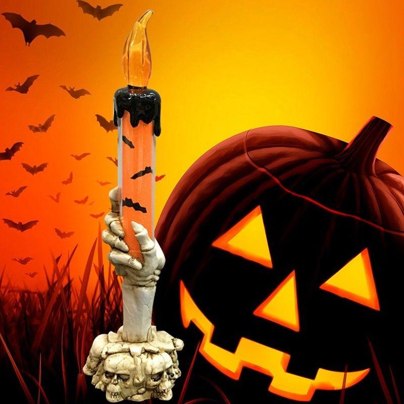 Spooky Halloween Skull Skeletal Hand Stand Led Candle Lamp With Vibrant Colors
