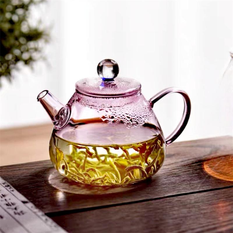 Чайник для заваривания чая One Person Pink 200ml Small Glass Teaware, термостойкий, для зеленого чая, цветочный чайник, набор для приготовления чая Kungfu