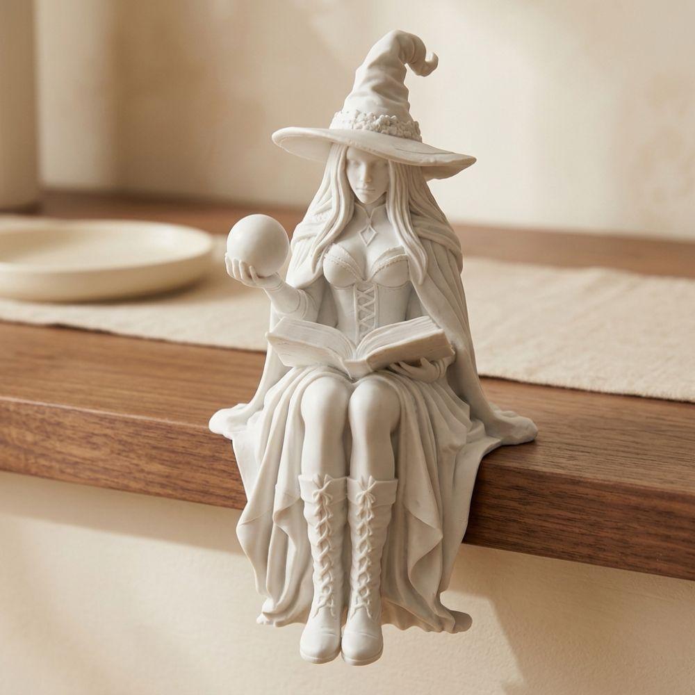 with Book Ball Halloween Witch Shelf Sitter Crystal Ball Witch Statue Bookshelf Decor