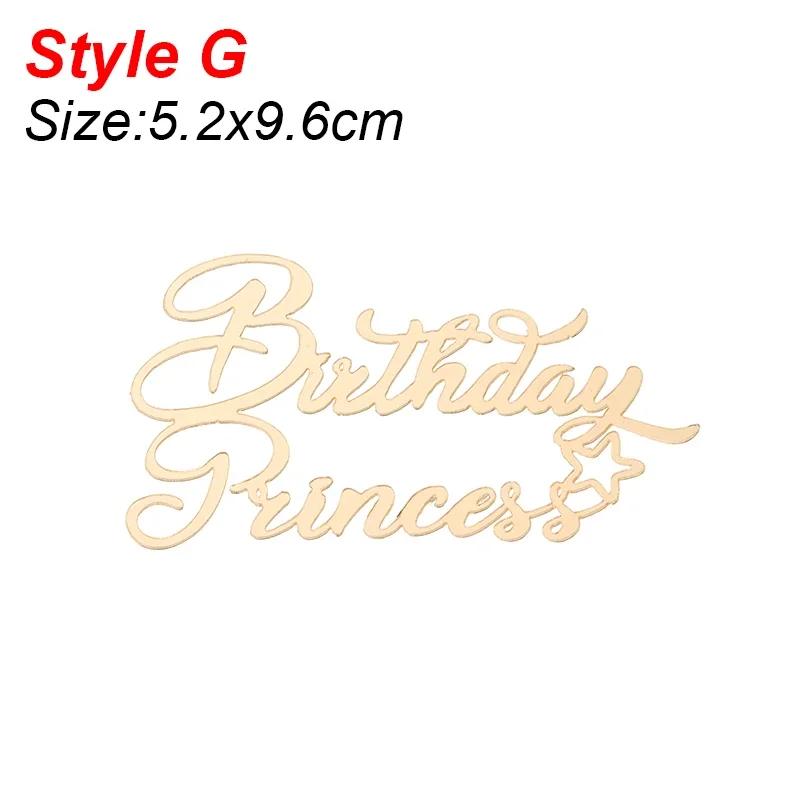 New Acrylic Happy Birthday Queen Princess Cake Topper Gold Silver Cake Topper Decoration for Birthday Party Baby Shower Supplies