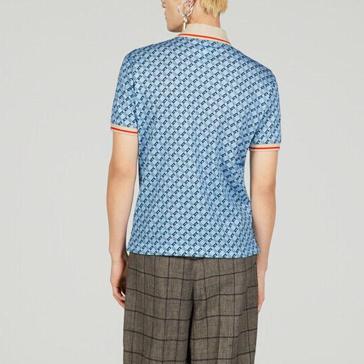 Gucci Мужская футболка-поло SS23 Светло-голубая 742385-XJFGF-4311