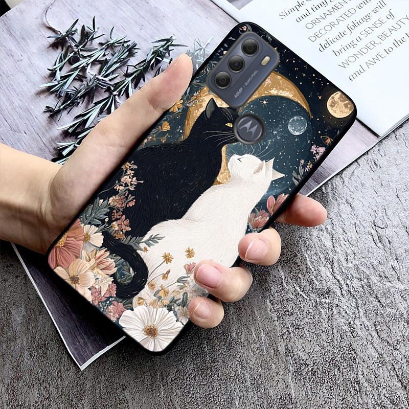 Moon Cat Phone Case For Motorola Moto G85 G55 G05 G14 G75 G31 G50 G10 G20 G30 G60 G13 G32 G84 G54 G53 G72 G24 Power