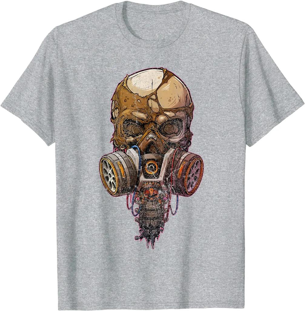 Футболка с рисунком черепа зомби в противогазе на Хэллоуин. Хлопковая мужская футболка премиум-класса с коротким рукавом и круглым вырезом, новинка S-3XL