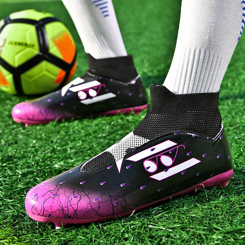 35-45Унисекс футбольные бутсы Молодежные футбольные бутсы большого размера Резиновая мягкая подошва с длинными ногтями AG Профессиональные тренировочные футбольные бутсы с искусственным газоном