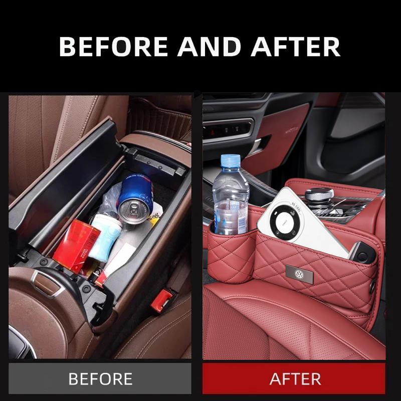 Volkswagen Car Seat Gap Box Car Interior Phone Water Cup Storage Box For VW GTI Polo Golf Passat Tiguan Arteon Jetta T-ROC ID.4 PT1