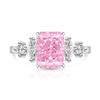 925 Sterling Silver Ice Flower Cut Luxury Square Color Gem Ring Gold Plated Super Sparkly High Carbon Diamond Band Women Jewelry