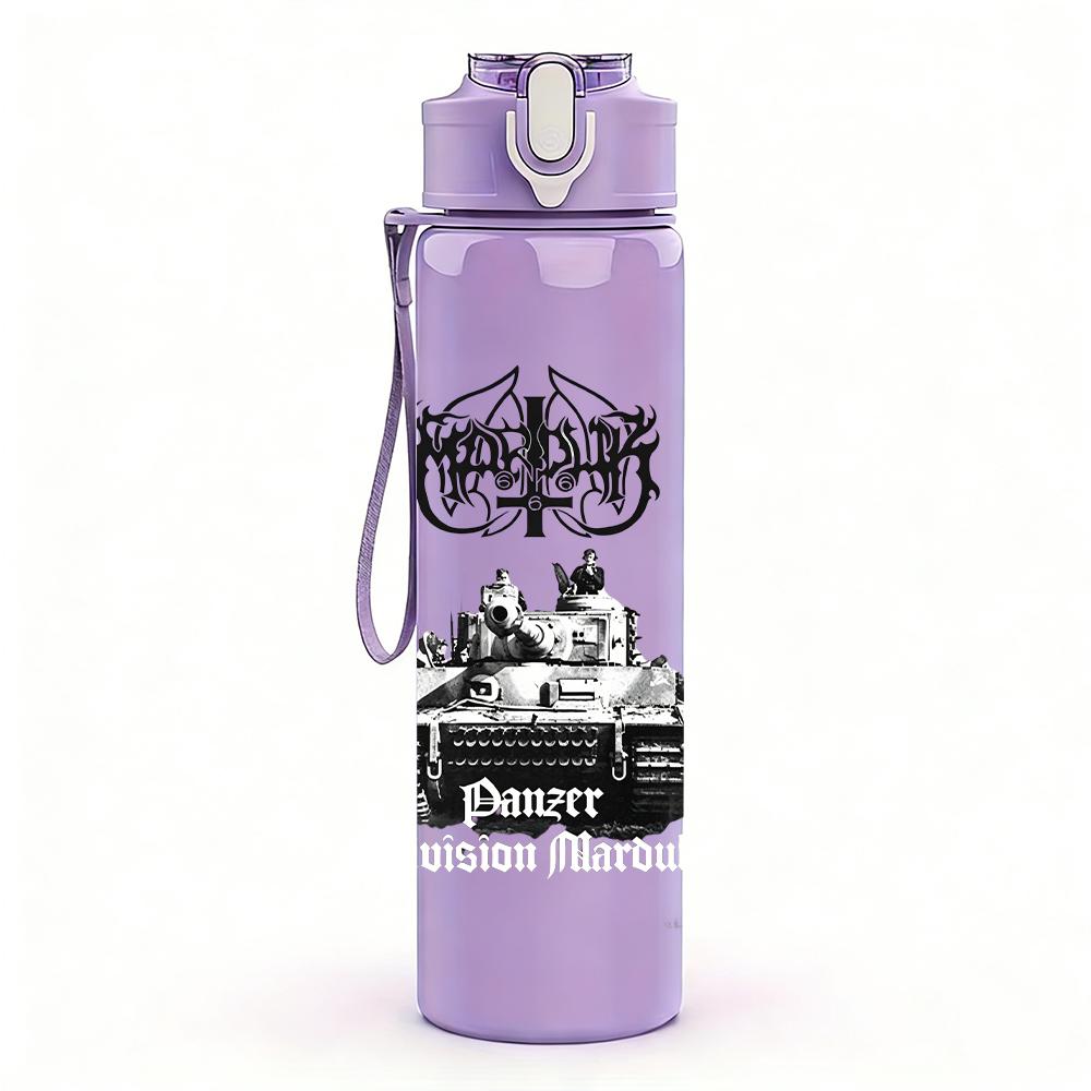 PC Retro Military Tank Grayscale Print 750ml colorful plastic sports water bottle leakproof pop up lid with straw for outdoor work home use
