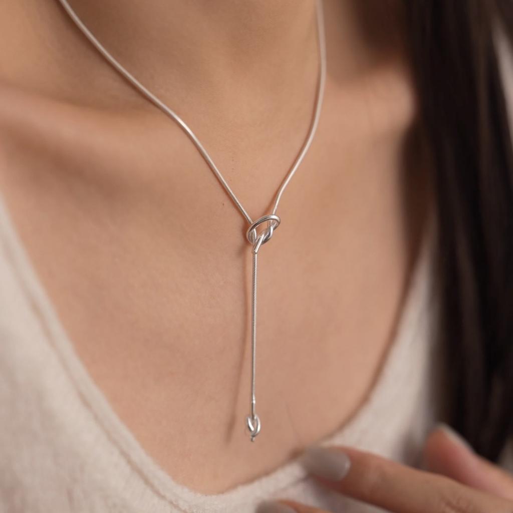 Серебряное ожерелье S925 для женщин, простая цепочка, минималистичный кулон с длинной кисточкой, модные украшения, подарок на день рождения