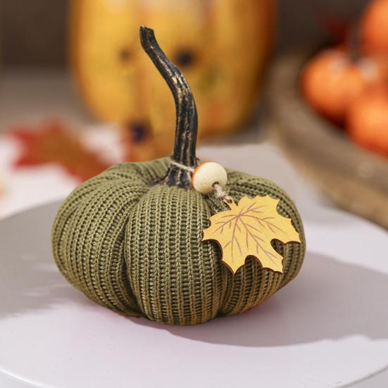 Mini Knit Pumpkins Desktop Ornaments Autumn Fabric Artificial Pumpkin Crafts for Fall Thanksgiving Harvest Festival Halloween Home Decor