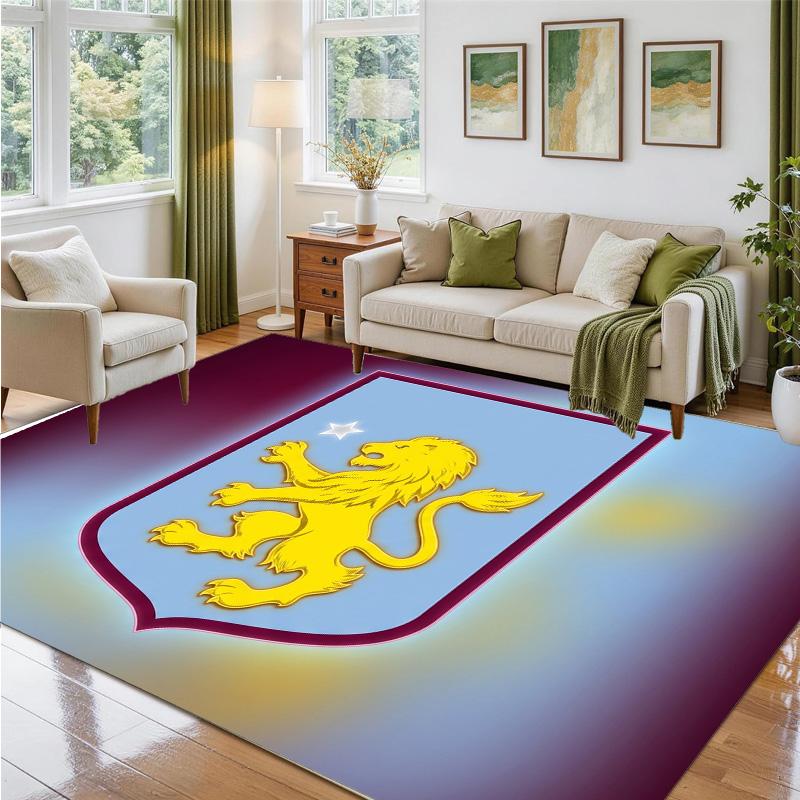 Aston Villa Football Design Crystal Velvet Rug Soft Decorative Mat for Bedroom Entrance