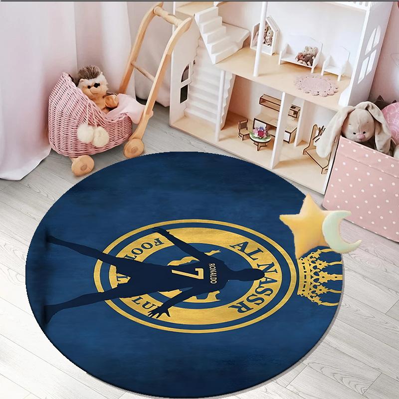 1PC round rug Nassr Football Club Crest Printed Round Area Rug ,Rug For Home Office, Round Chair Rug, Decorative Carpet Fan gifts Christmas gift