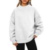 Ladies' Fashionable Loose High Neck Long Sleeved Solid Color Hoodie Top Pullover