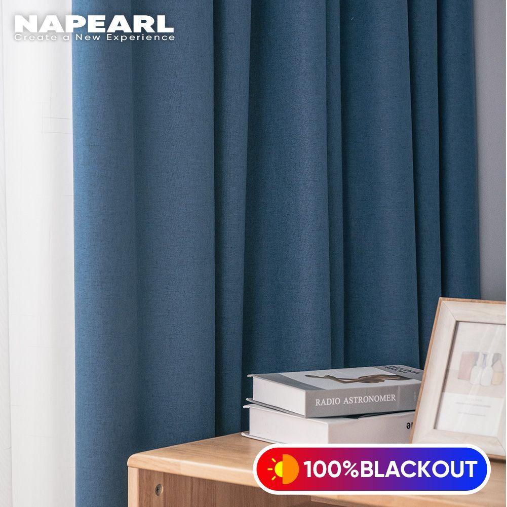 1 шт. NAPEARL 100% затемняющие однотонные льняные занавески для спальни, современные шторы кольцевого типа, занавески для гостиной, домашний декор