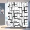 Minimalist Modern Black & White Geometric Shower Curtain, Elegant Bathroom Decor, Box Line Design, High-End Polyester Fabric