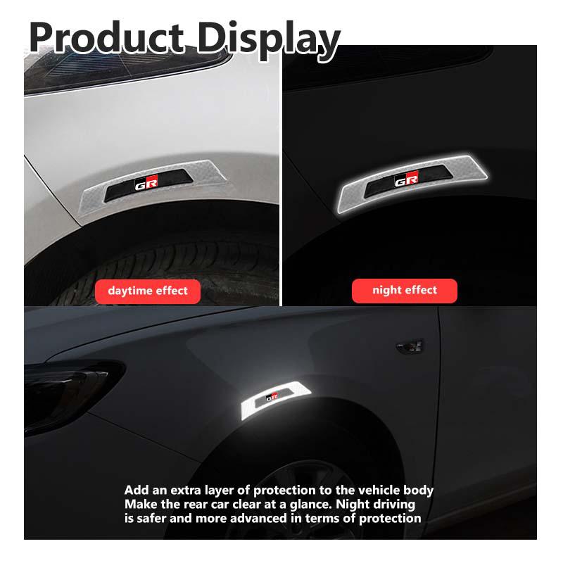 For Toyota 2pcs Car Reflective Strips Warning Stickers Emblem Auto Styling Accessories Crown Land Cruiser RAV4 Camry Yaris ER6
