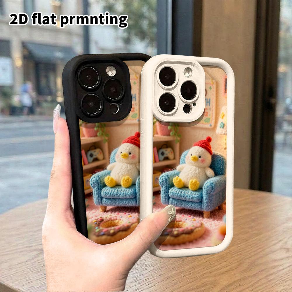 Чехол для телефона: 2D плоский, подходит для защитного чехла iPhone 18, 17, 16, 15, 14, 13, 12Pro, повседневная маленькая утка, идеальный подарок на Рождество и Хэллоуин